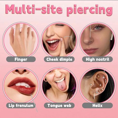 21 قطعة أداة ثقب الكرة المستدقة لتغيير المجوهرات، 12 جرام 14 جرام 16 جرام 18 جرام 20 جرام ثقب مستدق - طبي من الفولاذ المقاوم للصدأ 316L، أداة تغيير الثقب للأذن والأنف واللسان والشفة وحلمة السرة in Kuwait
