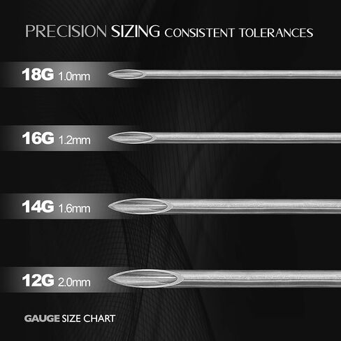 Piercing Needles – Professional Body, Nose & Ear Piercing Needles, US Silicone Coated Japanese 304 Surgical Steel, Tri‑Bevel Hollow, Individually Sterilized in Saudi Arabia