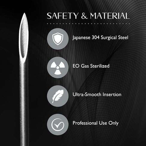 Piercing Needles – Professional Body, Nose & Ear Piercing Needles, US Silicone Coated Japanese 304 Surgical Steel, Tri‑Bevel Hollow, Individually Sterilized in Saudi Arabia