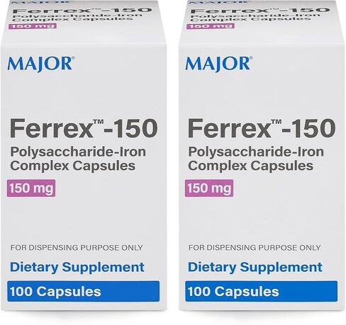 كبسولات ماجور فيريكس-150 من مادة البولي ساكيريد الحديد، 10 × 10 من MAJOR PHARM (PGN) in Kuwait