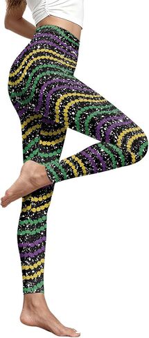 Women Mardi Gras Leggings Beads Mask Carnival Print Tights Costume Stretchy Pants in Saudi Arabia