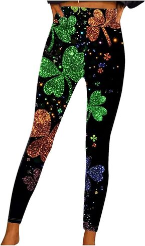 St Patricks Day Plus Size Leggings for Women Soft Running Workout Ladies Tights Womens Stretchy Yoga Pants for Party in Saudi Arabia