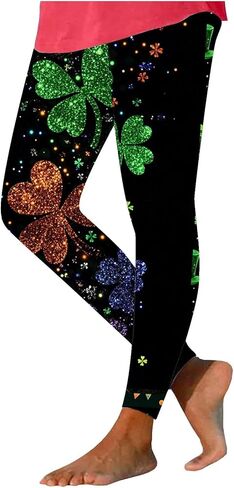 St Patricks Day Plus Size Leggings for Women Soft Running Workout Ladies Tights Womens Stretchy Yoga Pants for Party in Saudi Arabia