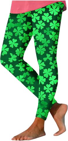 St Patricks Day Plus Size Leggings for Women Soft Running Workout Ladies Tights Womens Stretchy Yoga Pants for Party in Saudi Arabia