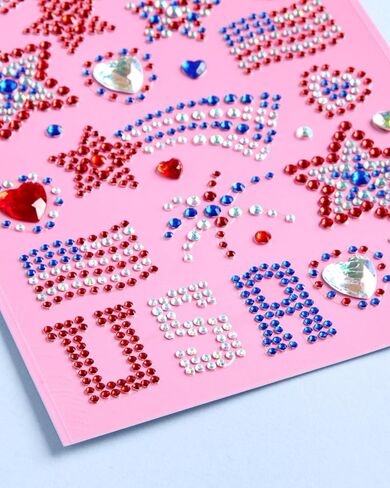 xo، Fetti USA Face Gems - 33 ملصقًا من الأحجار الكريمة | الرابع من يوليو، الحزب الوطني، أحمر أبيض أزرق، عيد الاستقلال، مهرجان، نجوم، سباركلي in Kuwait