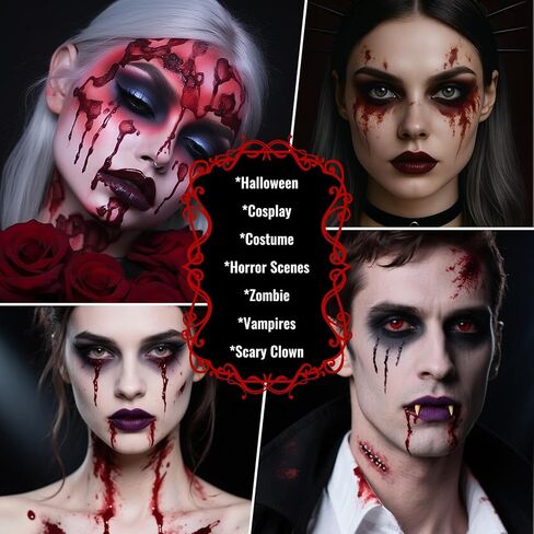 UCANBE Halloween Dripping Fake Blood Kit, 30ml Fresh Dripping Fake Blood + Cleaning Soap, Realistic Washable SFX Special Effects Makeup for Zombie Vampire Monster Clown Cosplay Costume in Saudi Arabia