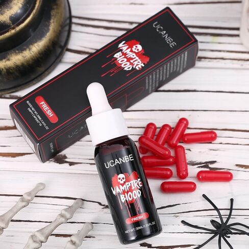 UCANBE Halloween Dripping Fake Blood Kit, 30ml Fresh Dripping Fake Blood + Cleaning Soap, Realistic Washable SFX Special Effects Makeup for Zombie Vampire Monster Clown Cosplay Costume in Saudi Arabia