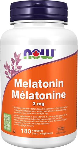 NOW Supplements, Melatonin 3 mg, Free Radical Scavenger*, Healthy Sleep Cycle*, 60 Veg Capsules in Saudi Arabia