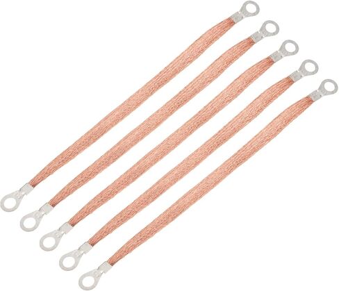 MECCANIXITY 5Pcs Braided Ground Strap 10" x 0.4" Copper Universal Automotive Flexible Bare Flat Ground Strap Connectors with Terminal Plugs for Most Car Vehicle in Saudi Arabia