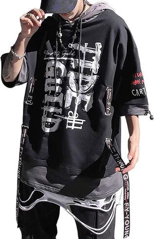 XYXIONGMAO Techwear Shirt Cyberpunk Japanese Streetwear Hip Hop Shirts Men Graphic T Alphabet Design Workwear Gothic Hoodie in Kuwait