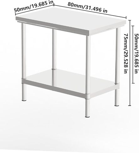 طاولة إعداد المطبخ التجاري من الفولاذ المقاوم للصدأ، مقاس 39 × 20 بوصة، طاولة عمل NSF مع رف سفلي، عملية رسم أسلاك من 5 طبقات، سهلة التركيب (32 بوصة × 20 بوصة × 30 بوصة × منضدة عمل ذات طابقين) in Saudi Arabia
