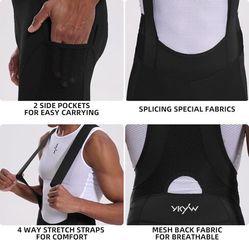 YKYWBIKE Men's Cycling Bib Pants 4D Padded Riding Pants for Men,Cycling Tights with Pockets,Breathable Bike Pants for Men Cycling in Saudi Arabia