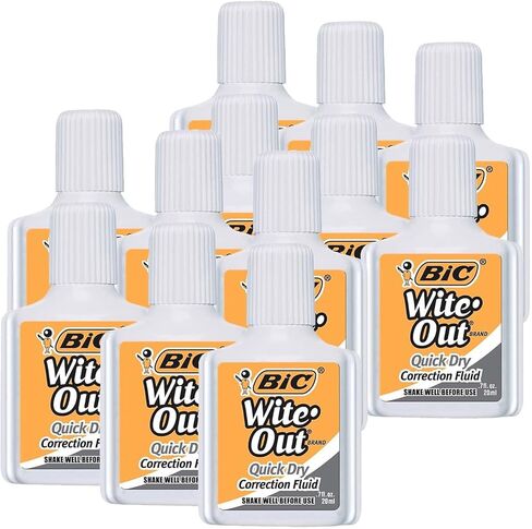BIC Wite-Out Quick Dry Correction Fluid, White, Pack of 12 (BICWOFQD12WHI-12) in Saudi Arabia