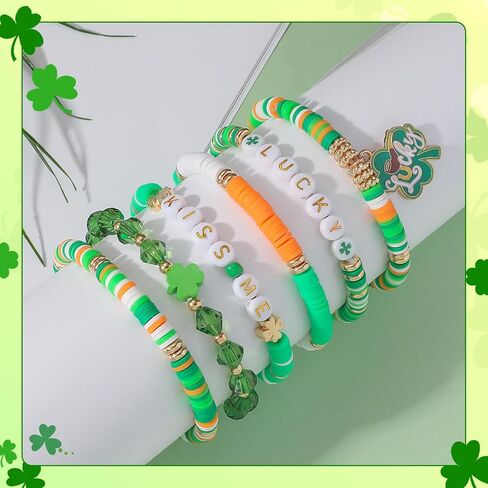 St. Patrick's Day Lucky Kiss Me Bracelet - Irish Shamrock Beaded Gift for Women & Friends in Saudi Arabia