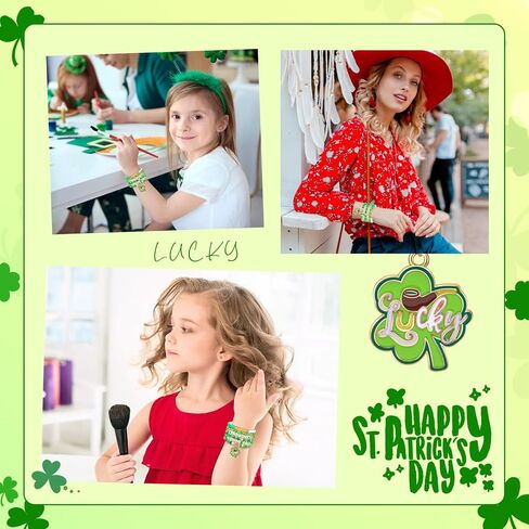 St. Patrick's Day Lucky Kiss Me Bracelet - Irish Shamrock Beaded Gift for Women & Friends in Saudi Arabia