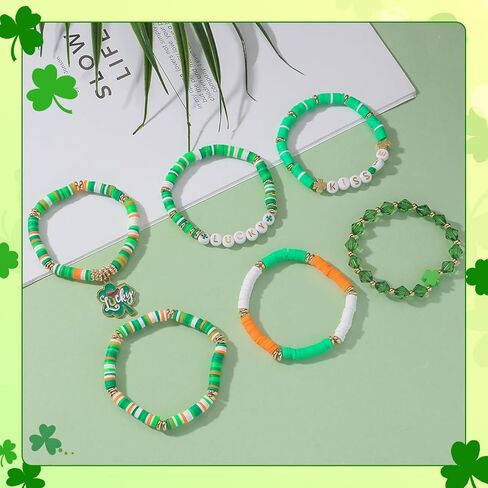 St. Patrick's Day Lucky Kiss Me Bracelet - Irish Shamrock Beaded Gift for Women & Friends in Saudi Arabia