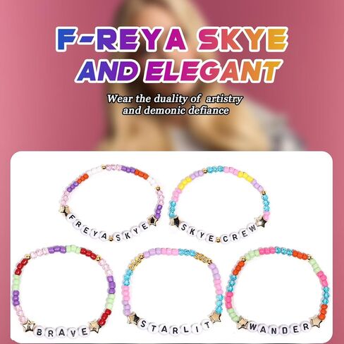 AICase لهدايا Freya Merch Skye أساور مستوحاة 5 قطع قابلة للتكديس ومطاطة مطرزة أساور الصداقة للحفلات الموسيقية من الفينيل ملصق هدايا للبضائع لمحبي النساء وأعياد الميلاد وعيد الميلاد in Kuwait