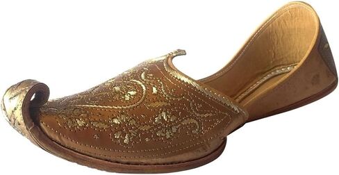 Mens Punjabi Jutti Sherwani Shoes Copper Cut Work Zari Khussa Shoes Handmade Ethnic Footwear (US Footwear Size System, Adult, Men, Numeric, Medium, 11.5) in Saudi Arabia