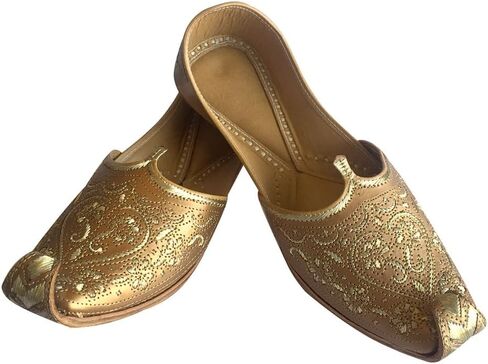 Mens Punjabi Jutti Sherwani Shoes Copper Cut Work Zari Khussa Shoes Handmade Ethnic Footwear (US Footwear Size System, Adult, Men, Numeric, Medium, 11.5) in Saudi Arabia