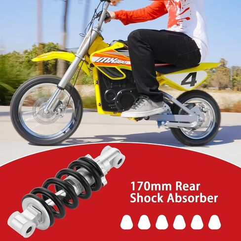 KAMIER Rear Shock Absorber Suspension 170mm Replacement for Razor MX650 MX500 SX500 Mcgrath Dirt Rocket Bike 24V Dirt Quad 4 Wheeler ATV Kids Electric Motocross Off Road Pit Dirt Bike Parts in Saudi Arabia