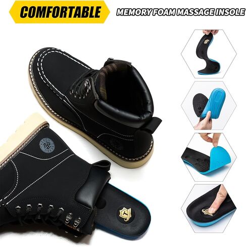 أحذية من الصلب عند أصابع القدم للرجال مقاس 6 بوصة، أحذية عمل آمنة من Moc Toe، مقاومة للانزلاق وغير قابلة للتدمير، أحذية غربية للرجال من الصلب in Kuwait