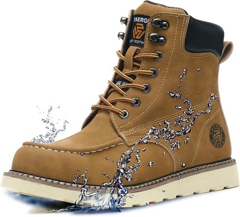 Steel Toe Boots for Men-6 Inch Moc Toe Safety Work Boots Non-Slip Resistant Indestructible Construction Western Boot Mens Steel Toes Shoes in Saudi Arabia