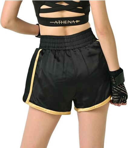 شورت نسائي من Muay Thai باللونين الأسود والذهبي Artemisia مع لباس ضيق مضغوط آمن. تدريب الملاكمة المواي تاي والكيك بوكسينغ in Kuwait