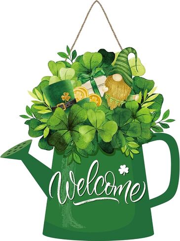 Lallisa St. Patrick's Day Welcome Sign Wood Decorations for Home Irish Wreaths for Home Wood Hanging Door Spring Hanging Welcome Sign Favor (Shamrock Style) in Saudi Arabia