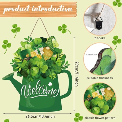 Lallisa St. Patrick's Day Welcome Sign Wood Decorations for Home Irish Wreaths for Home Wood Hanging Door Spring Hanging Welcome Sign Favor (Shamrock Style) in Saudi Arabia