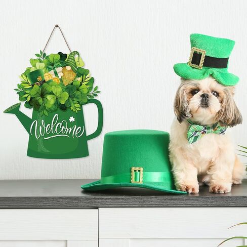 Lallisa St. Patrick's Day Welcome Sign Wood Decorations for Home Irish Wreaths for Home Wood Hanging Door Spring Hanging Welcome Sign Favor (Shamrock Style) in Saudi Arabia