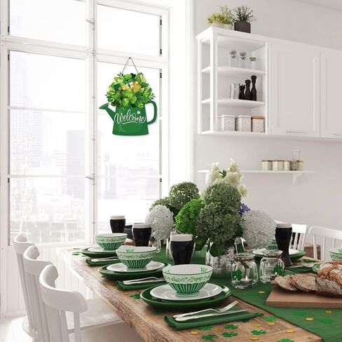 Lallisa St. Patrick's Day Welcome Sign Wood Decorations for Home Irish Wreaths for Home Wood Hanging Door Spring Hanging Welcome Sign Favor (Shamrock Style) in Saudi Arabia