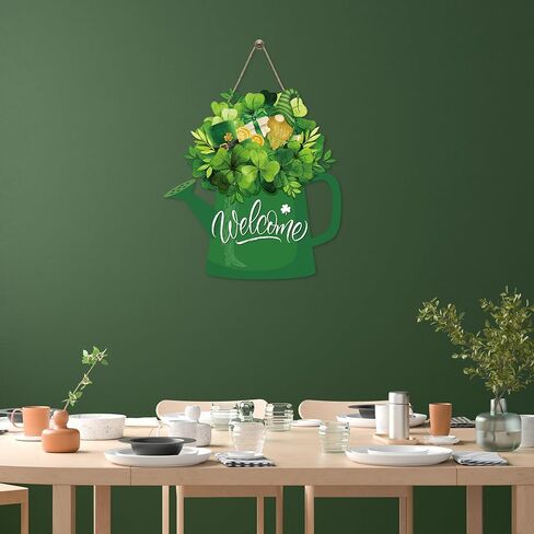 Lallisa St. Patrick's Day Welcome Sign Wood Decorations for Home Irish Wreaths for Home Wood Hanging Door Spring Hanging Welcome Sign Favor (Shamrock Style) in Saudi Arabia