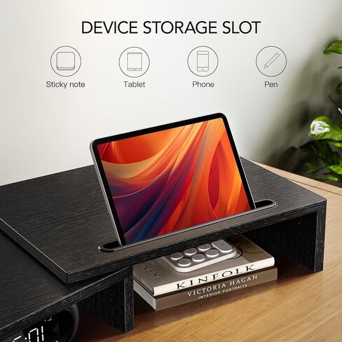 AMERIERGO Dual Monitor Stand Riser for 2 Monitors, Monitor Stand for Desk, Adjustable Computer Monitor Stand with 2 Slot, Multifunctional Desktop Organizer Stand for Laptop, PC, Computer, Printer in Kuwait