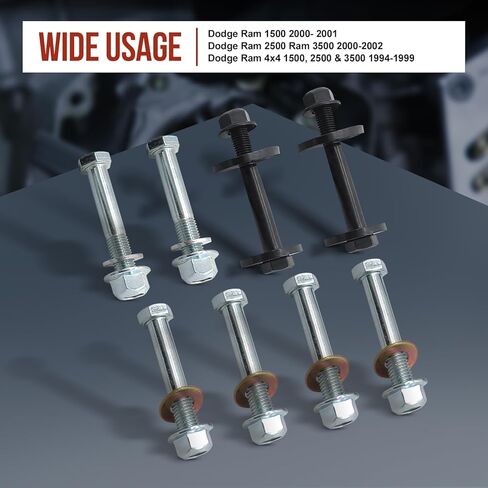 Front Control Arms Cam Bolts Fit for Dodge Ram 1500 2000-2001 2500 3500 2000-2002 Zinc Steel Cam Bolts M12x1.75 with Washers and Nuts in Kuwait
