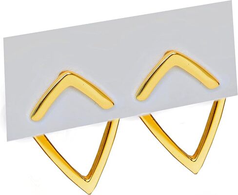 18K Gold Plated Sterling Silver Geometric 2-Way Earring Jackets | TRILL Wishbone Studs For Women in Saudi Arabia