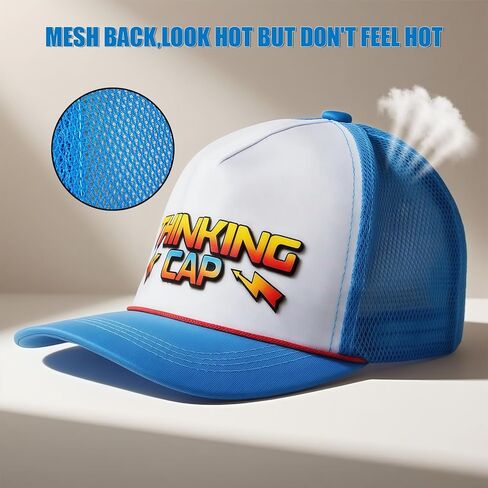 قبعات سائقي الشاحنات الشبكية الزرقاء، قبعة Snapback Thinking القماشية للنساء والرجال in Kuwait