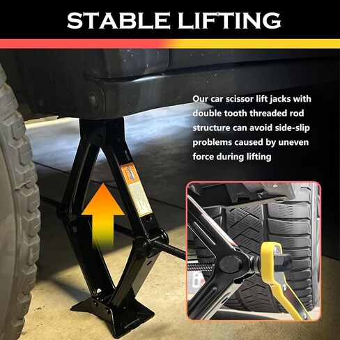 2T Scissor Jack for Car Tool Kit,Heavy Duty Car Tire Changing Kit for Automotive Lifting with Ratchet Wrench & Lug Wrench,Sturdy Cars Jack Kits Automotive Tools Lift Range 3.93-15.35" in Saudi Arabia