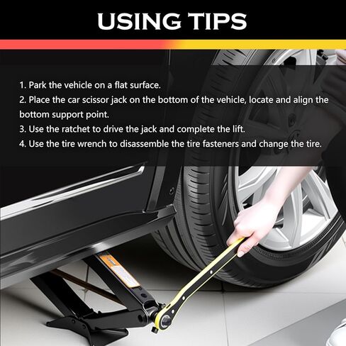 2T Scissor Jack for Car Tool Kit,Heavy Duty Car Tire Changing Kit for Automotive Lifting with Ratchet Wrench & Lug Wrench,Sturdy Cars Jack Kits Automotive Tools Lift Range 3.93-15.35" in Saudi Arabia