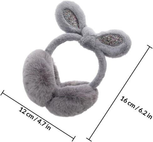 minkissy Sequin Thickened Winter Ear Muffs Gray Animal Ear Warmers Cold Weather for Boys in Saudi Arabia