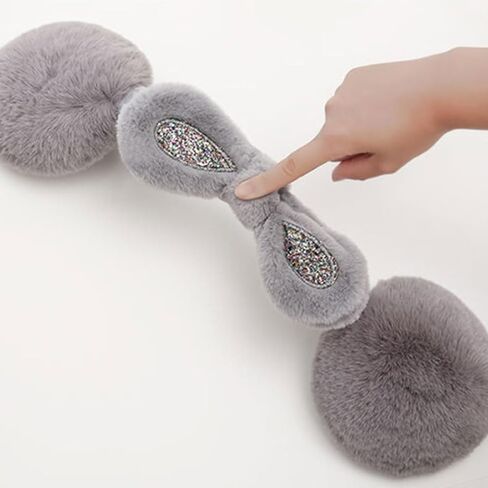 Sequin Light Gray Animal Ear Muffs Thickened Winter Ear Covers Cute for Cold Weather in Saudi Arabia