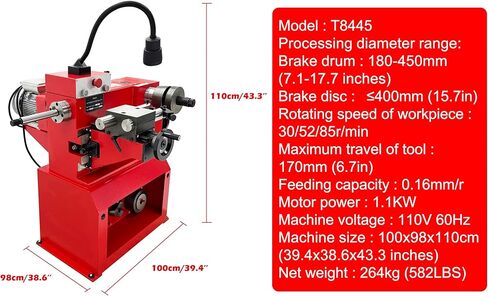 INTSUPERMAI ​Dual Axis Brake Drum/Disc Lathe - Auto-Feed Precision Grinder for Cars/Trucks, Brake Disc and Drum Repair Machine with Mechanical Safety Limit​ 110V in Kuwait
