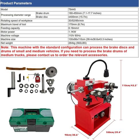 Brake Drum/Disc Lathe T8445 Dual Purpose Brake Disc and Drum Repair Machine Multifunctional Maintenance Lathe Turning Machine Suitable for Small and Medium Vehicles, 110V 60Hz in Saudi Arabia