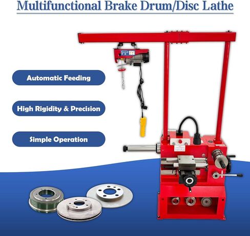 T8465 Disc/Drum Brake Lathe 30/52/85RPM with Electric Hoist for Medium and Large Car Grind Balancing Repair Drum Cutting 1100W 110V in Kuwait