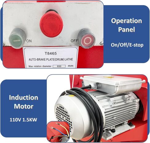 T8465 Disc/Drum Brake Lathe 30/52/85RPM with Electric Hoist for Medium and Large Car Grind Balancing Repair Drum Cutting 1100W 110V in Kuwait
