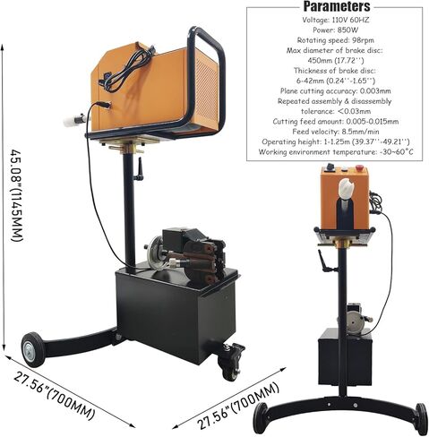 INTSUPERMAI On-Car Brake Disc Lathe Machine 110V 850W - Brake Rotor Resurfacer for Cars/Trucks/EVs, 450mm/17.72in Diameter Capacity, 0.003mm Precision, Non-Disassembly Repair Machine in Kuwait