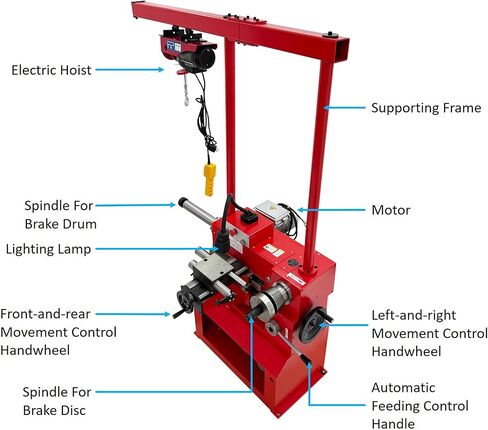 INTSUPERMAI Brake Drum/Disc Combo Lathe, Heavy-Duty Truck & Auto Brake Repair Machine (650mm Drum Capacity)​ 110V Machine 220V Hoist Voltage in Kuwait