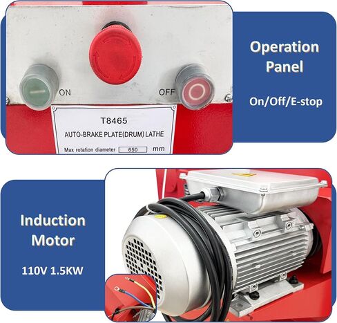 INTSUPERMAI Brake Drum/Disc Combo Lathe, Heavy-Duty Truck & Auto Brake Repair Machine (650mm Drum Capacity)​ 110V Machine 220V Hoist Voltage in Kuwait