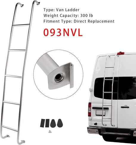 Areyourshop الفولاذ المقاوم للصدأ 5-Step Van Ladder Rear Step سلم 093NVL لنيسان NV2500 / NV3500 HD سقف مرتفع 2011-2021 in Saudi Arabia