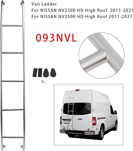 Areyourshop الفولاذ المقاوم للصدأ 5-Step Van Ladder Rear Step سلم 093NVL لنيسان NV2500 / NV3500 HD سقف مرتفع 2011-2021 in Saudi Arabia