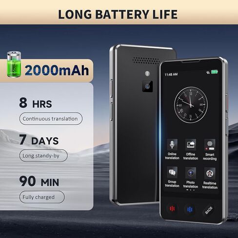 جهاز مترجم اللغة لا يحتاج إلى واي فاي، 2026 مترجم AI مطور، يدعم 150 لغة ترجمة فورية ثنائية الاتجاه، غير متصل/تسجيل/مترجم صور لسفر العمل in Kuwait